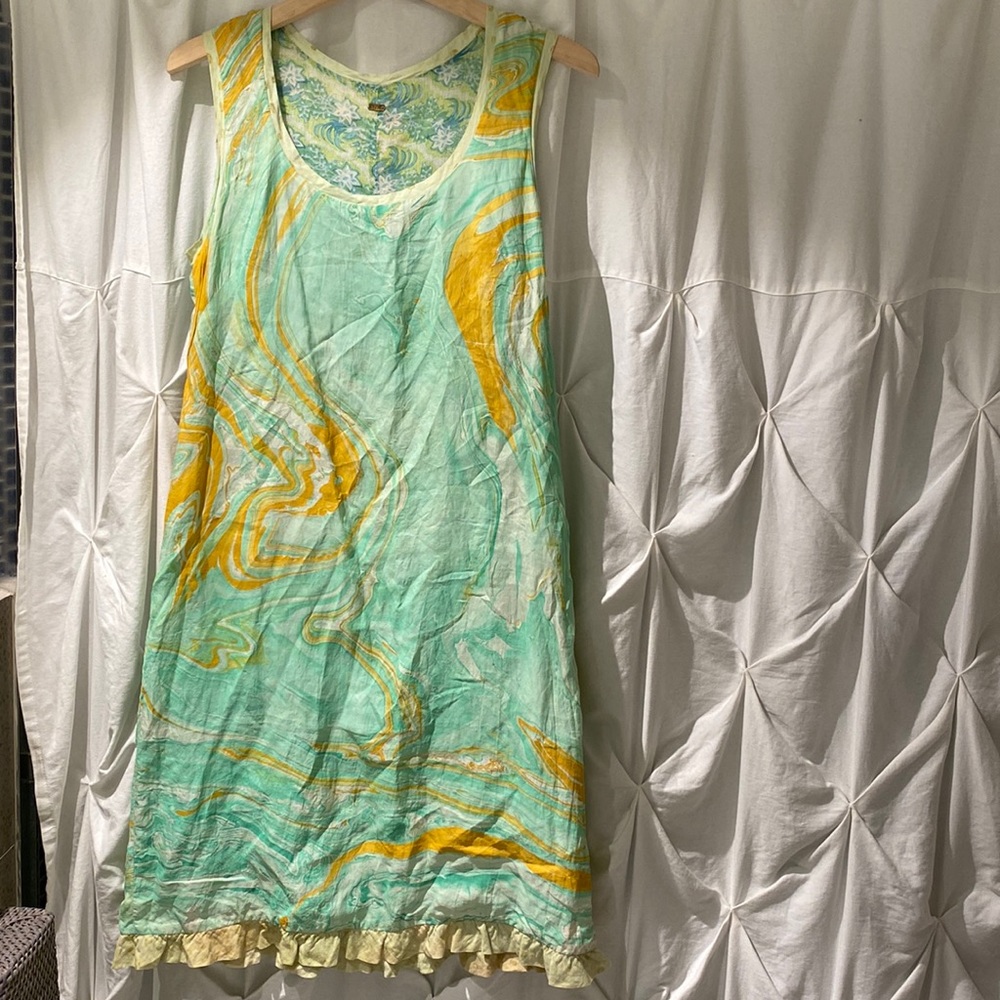 DOSA marbleized silk and floral cotton reversible dress!